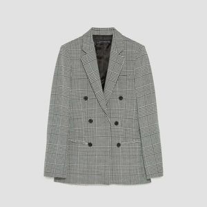 Zara checked double breasted blazer